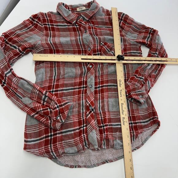 Dylan Top Womens Small Red Plaid Flannel Button Up Top Soft Grunge Lumberjack - Picture 5 of 8